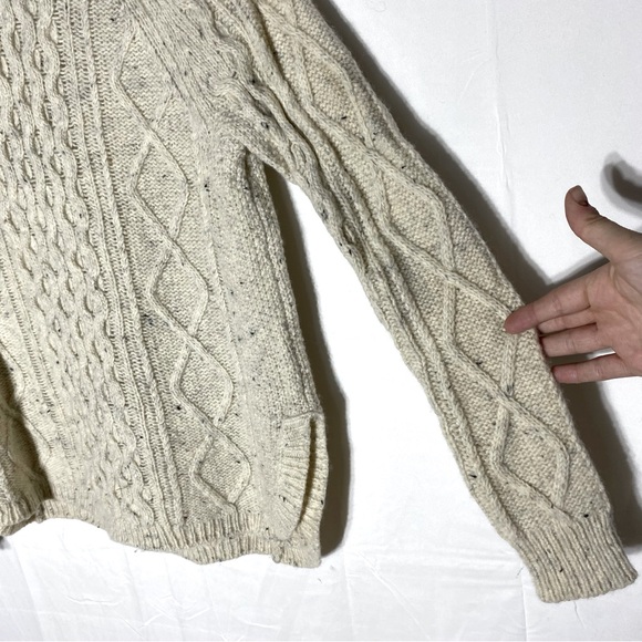 Vintage Far West Cream Oatmeal Wool Blend Cable Knit Mock Neck Sweater L - Picture 6 of 15